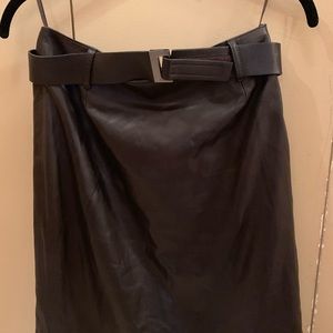 Prada Chocolate Brown Leather Pencil Skirt